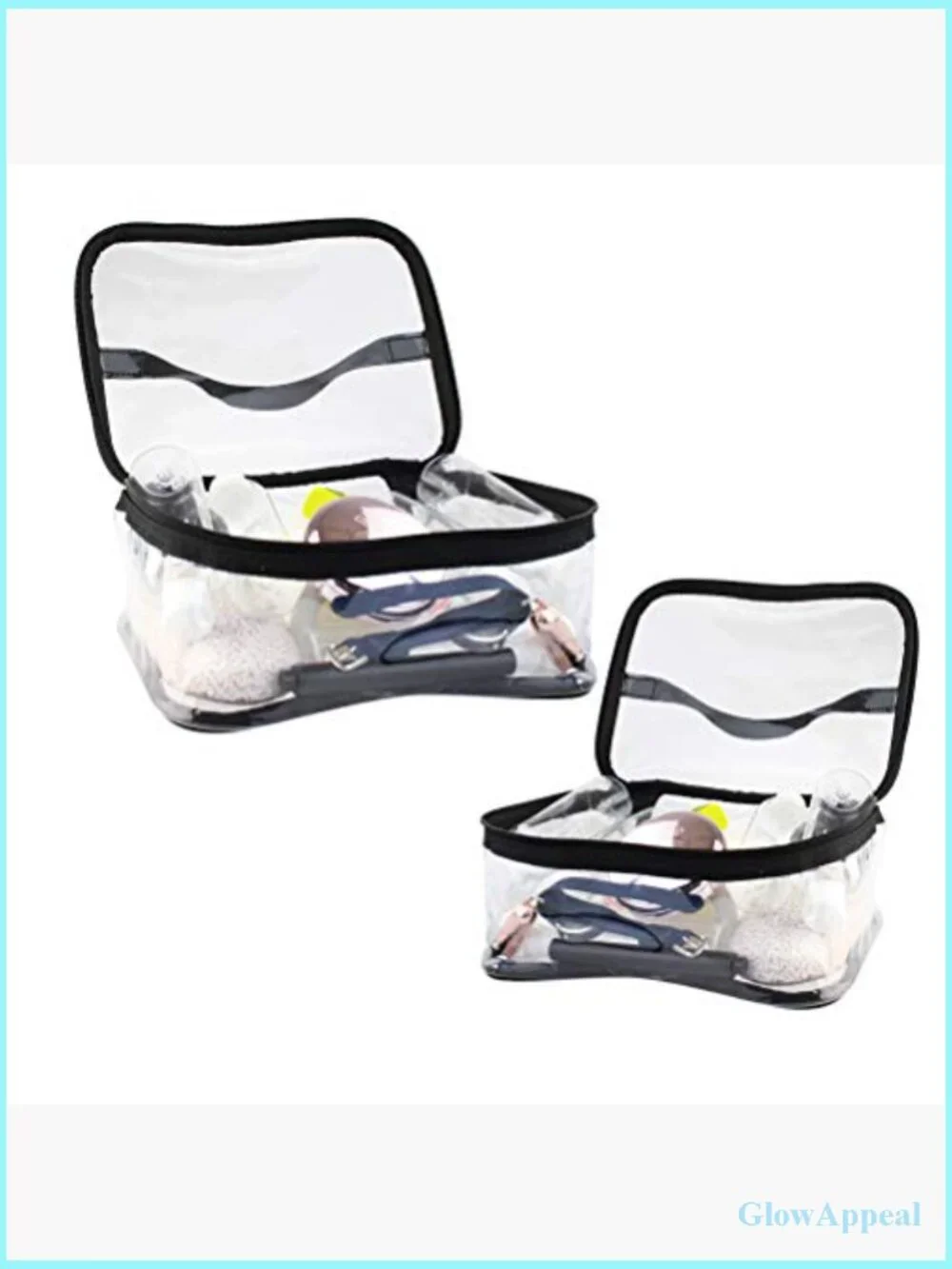 2 Pack Clear PVC Travel Cosmetic Bag Waterproof Toiletry Organizer with Handle
